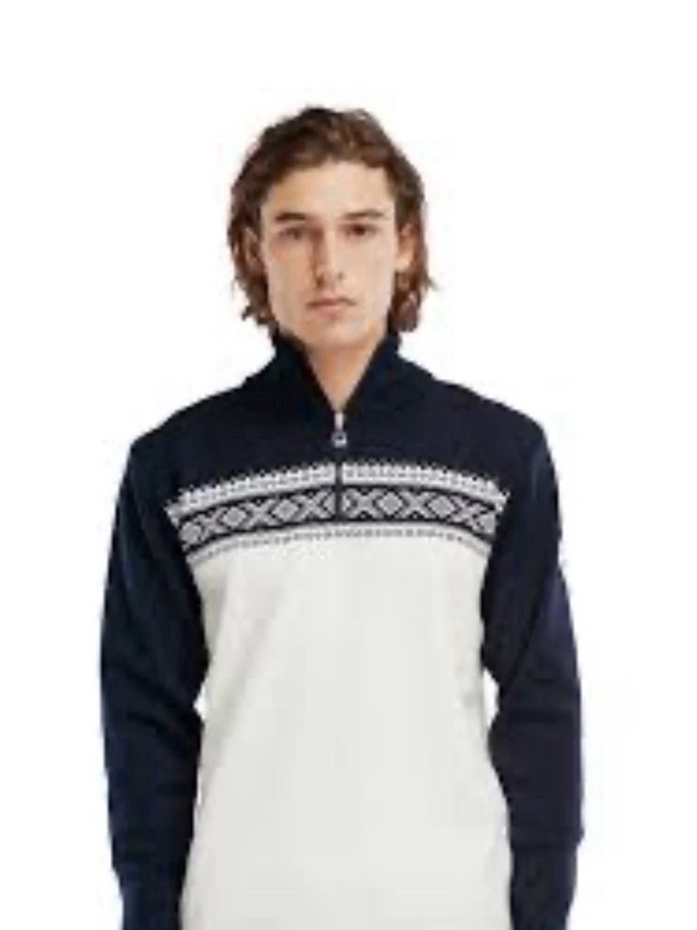 Dale of Norway 100% Merino Wool Nordic Quarter Zip Sweater XL Navy Ivory